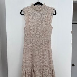 Cream Lace Mockneck Dress